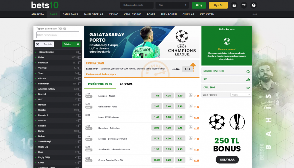En Yüksek ve Zengin Spor Bahisleri Oranları Bets10 Sitesinde